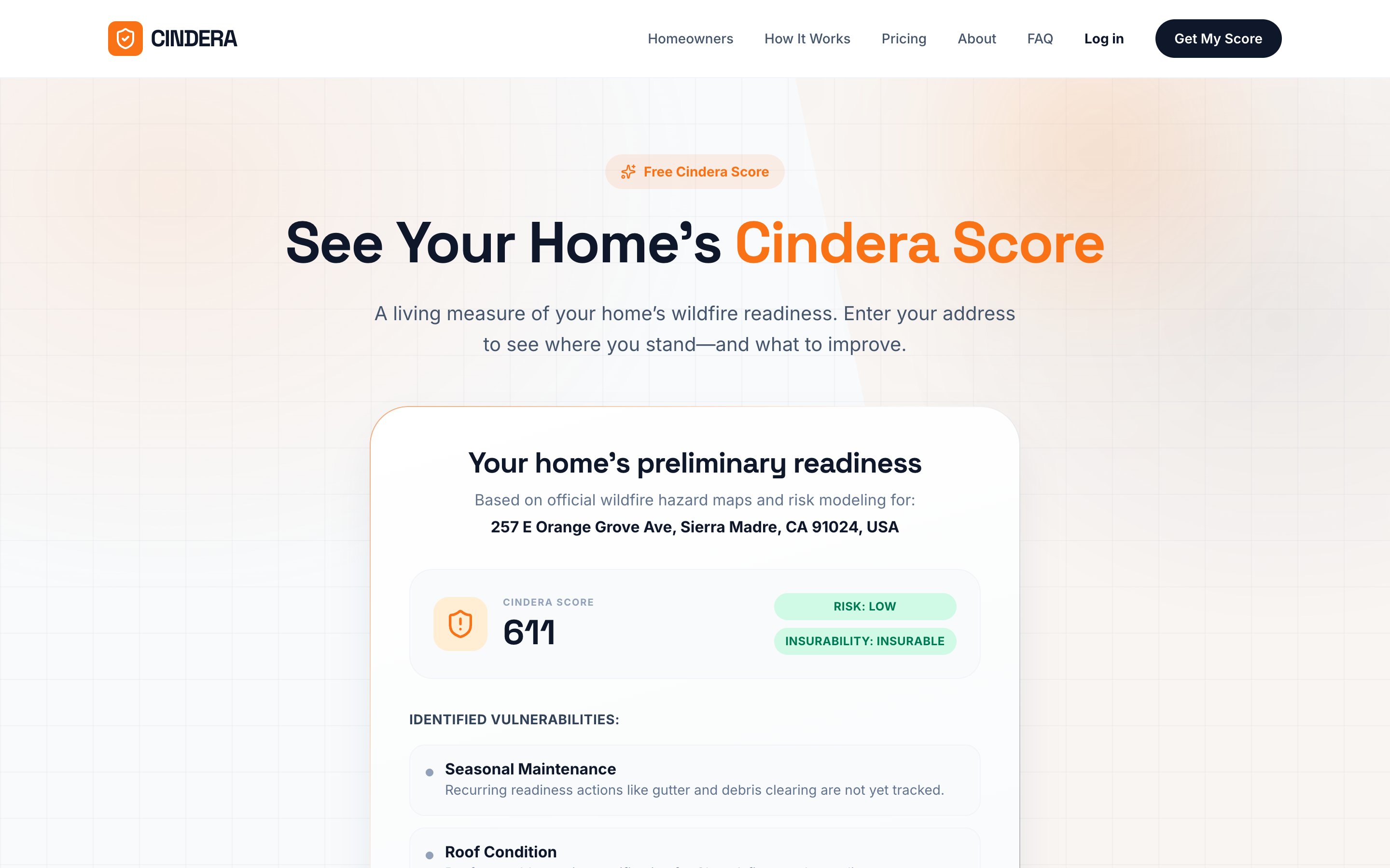 Property wildfire score and insurability tier for collateral assessment